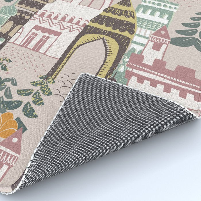 Block print Home pattern earthy colors Rug Gallery Image 4