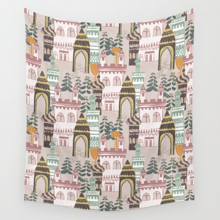 Block print Home pattern earthy colors Wall Tapestry Gallery Image 4