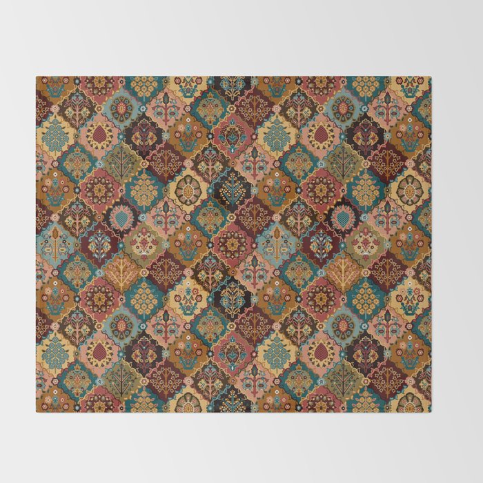 Oriental granny squares Throw Blanket Gallery Image 2