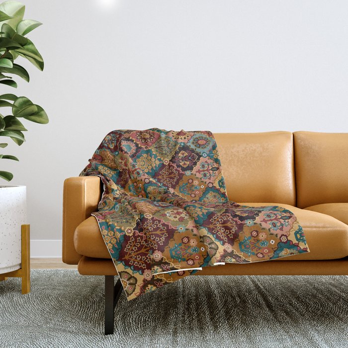 Oriental granny squares Throw Blanket Gallery Image 1