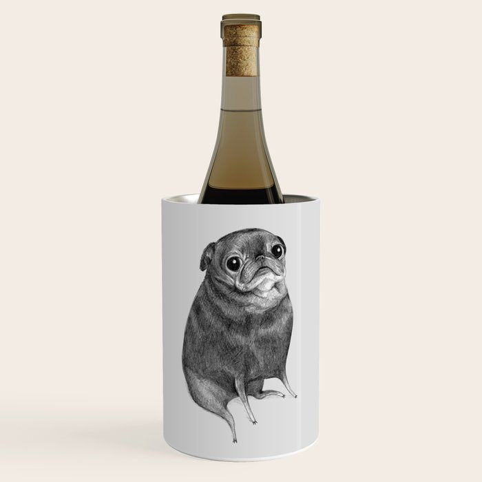 Sweet Black Pug Wine Chiller Gallery Image 1