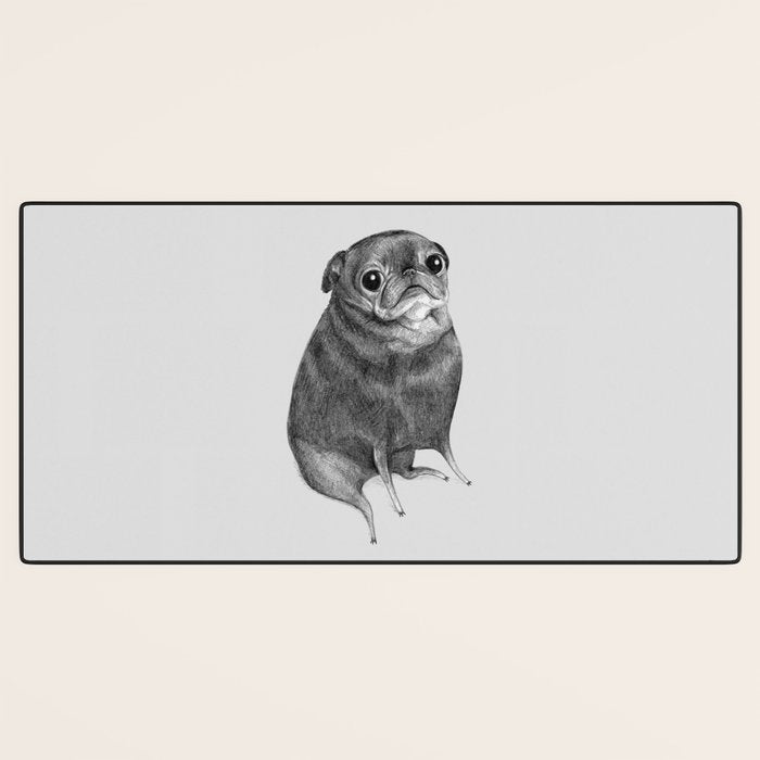 Sweet Black Pug Desk Mat Gallery Image 3
