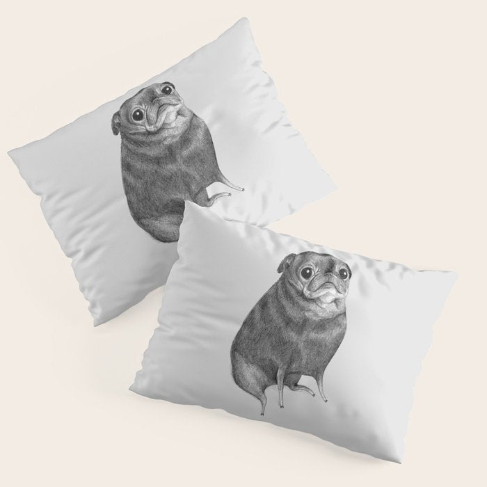 Sweet Black Pug Pillow Sham Gallery Image 1