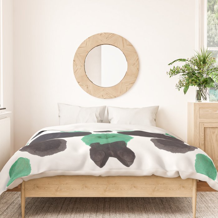 Green & Black Ink Blot Diagram Duvet Cover Gallery Image 3