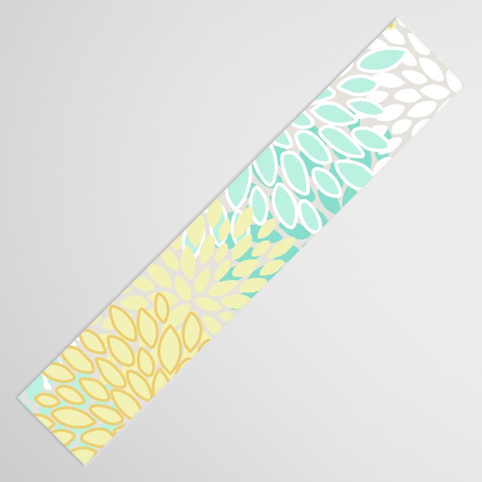 Floral Prints, Mint Green and Yellow, Modern Print Art Table Runner Gallery Image 3