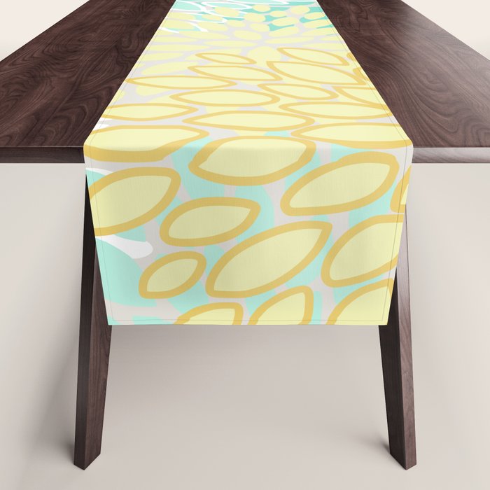 Floral Prints, Mint Green and Yellow, Modern Print Art Table Runner Gallery Image 1