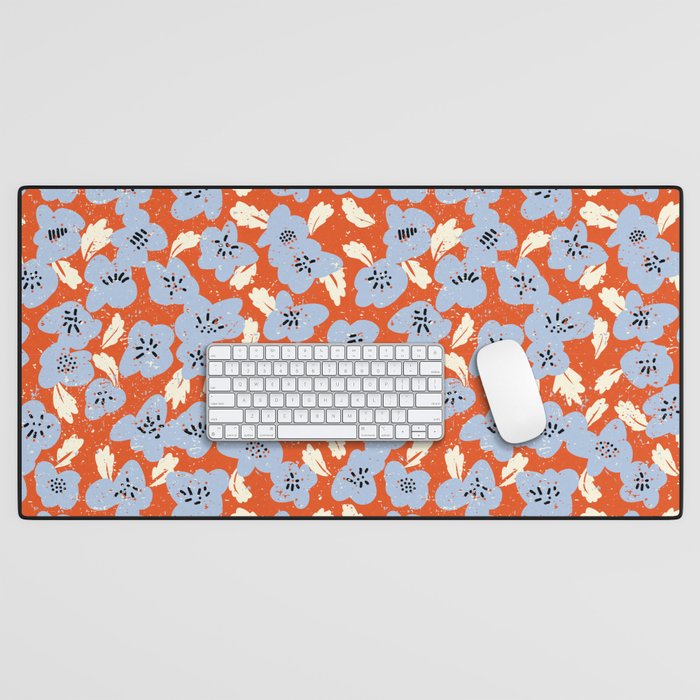 Big flowers in my garden orange - pattern Desk Mat Gallery Image 1