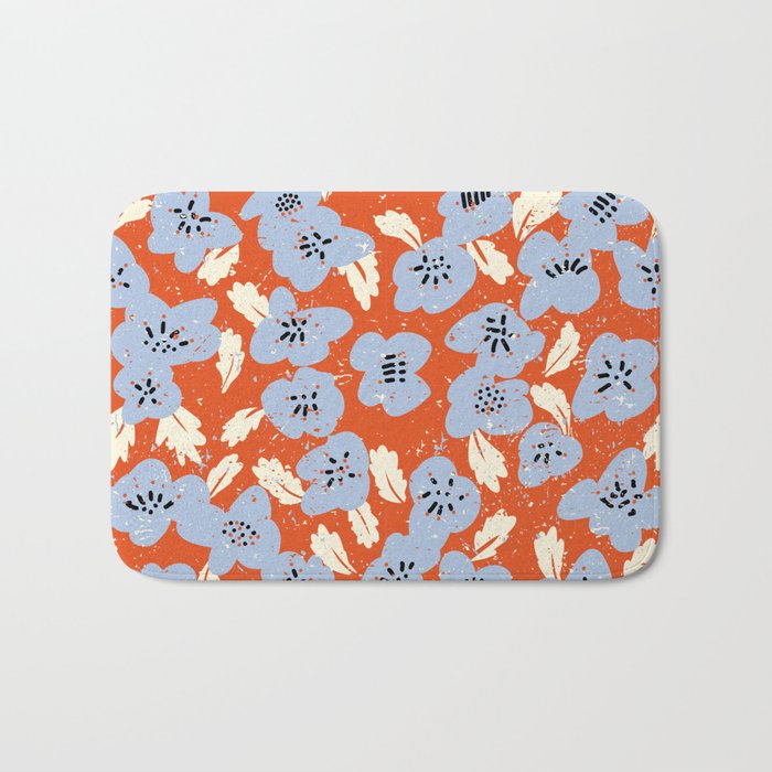 Big flowers in my garden orange - pattern Bath Mat Gallery Image 1