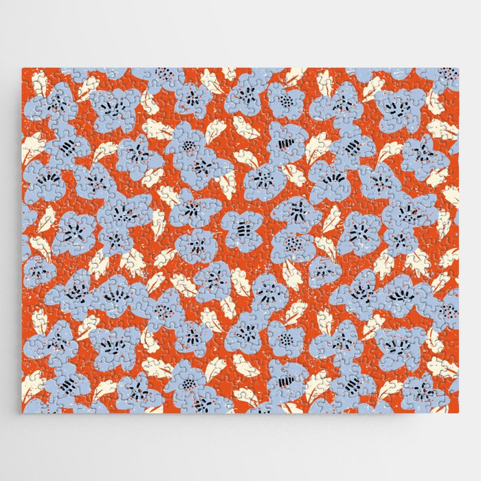 Big flowers in my garden orange - pattern Jigsaw Puzzle