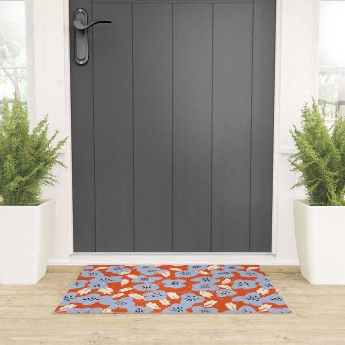 Big flowers in my garden orange - pattern Welcome Mat Gallery Image 3