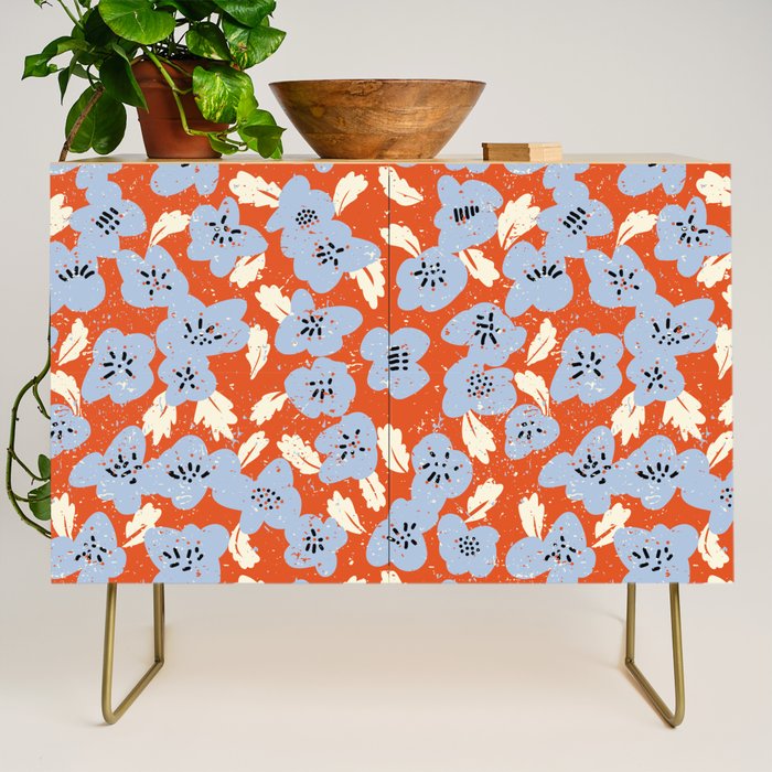Big flowers in my garden orange - pattern Credenza Gallery Image 1