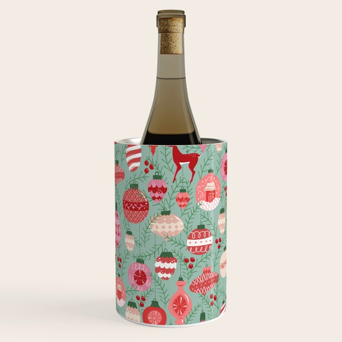 Mid-Century Ornaments in Red and Mint Wine Chiller Gallery Image 1
