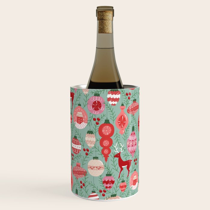 Mid-Century Ornaments in Red and Mint Wine Chiller Gallery Image 3