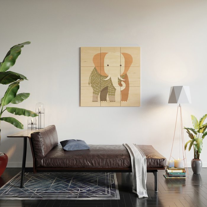 Whimsical Elephant Wood Wall Art Gallery Image 2