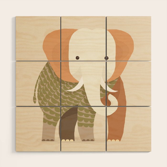 Whimsical Elephant Wood Wall Art Gallery Image 1