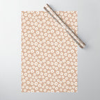 Daisies - daisy floral repeat, daisy flowers, 70s, retro, black, daisy florals camel brown Wrapping Paper Gallery Image 1