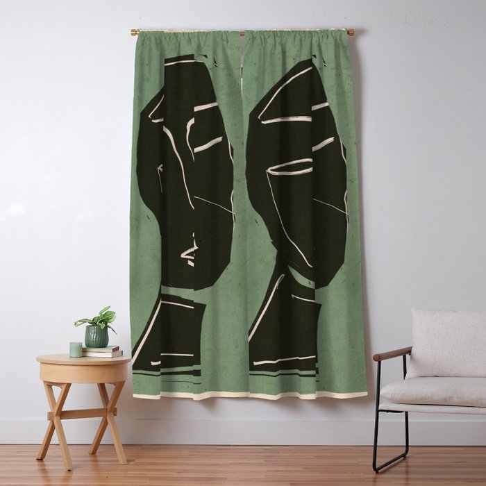 Minimal Abstract Art Face 2 Window Curtain Gallery Image 5