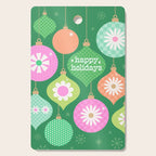 Happy Holidays Retro Ornaments - Multi-Pink on Green Cutting Board Gallery Image 1
