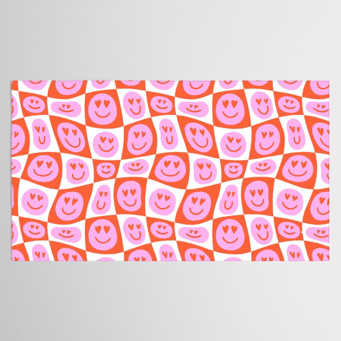 Romantic love heart eye face pattern Tablecloth Gallery Image 2