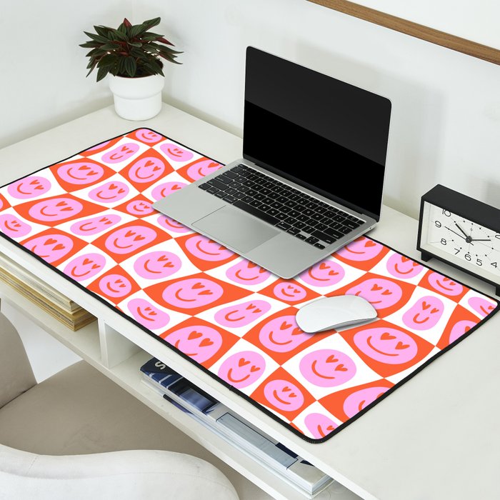 Romantic love heart eye face pattern Desk Mat Gallery Image 2
