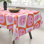 Romantic love heart eye face pattern Tablecloth Gallery Image 3