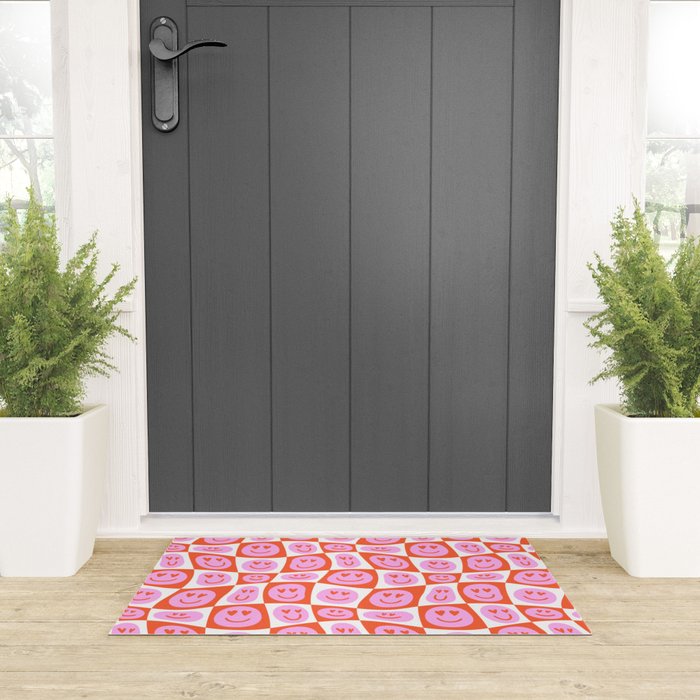 Romantic love heart eye face pattern Welcome Mat Gallery Image 3