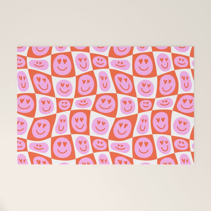 Romantic love heart eye face pattern Welcome Mat Gallery Image 1