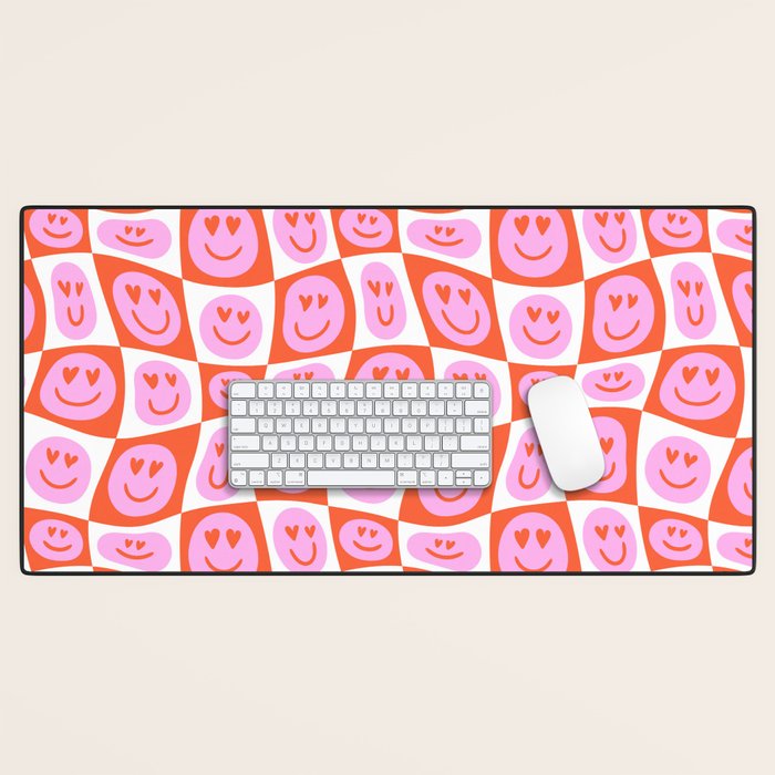 Romantic love heart eye face pattern Desk Mat Gallery Image 1