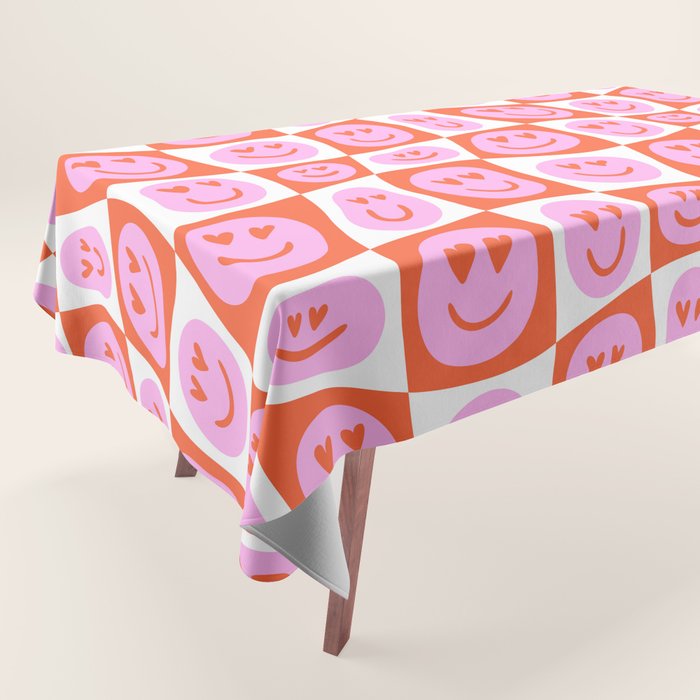 Romantic love heart eye face pattern Tablecloth Gallery Image 1