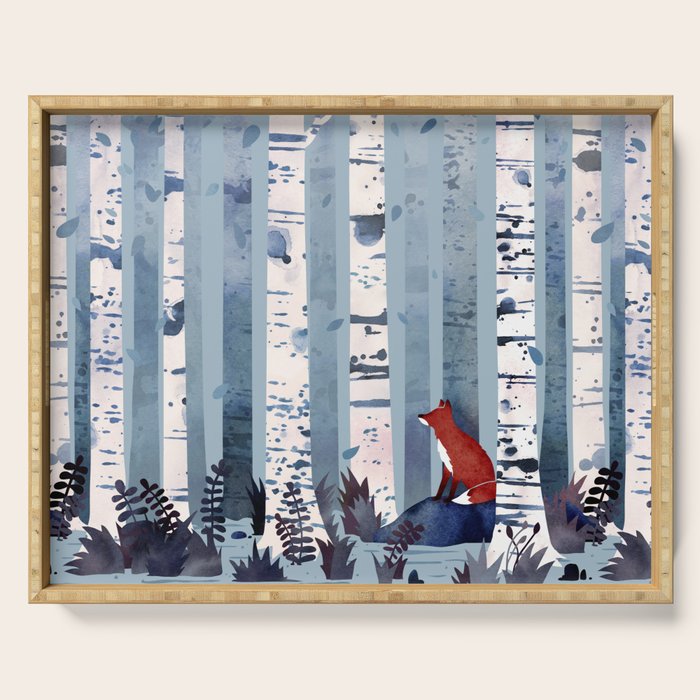 The Birches (in Blue) Serving Tray Gallery Image 1