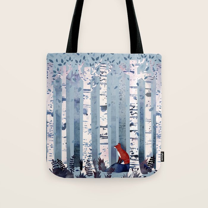 The Birches (in Blue) Tote Bag Gallery Image 1