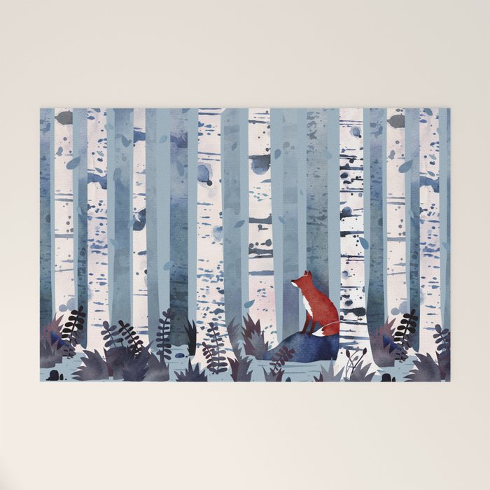 The Birches (in Blue) Welcome Mat Gallery Image 1