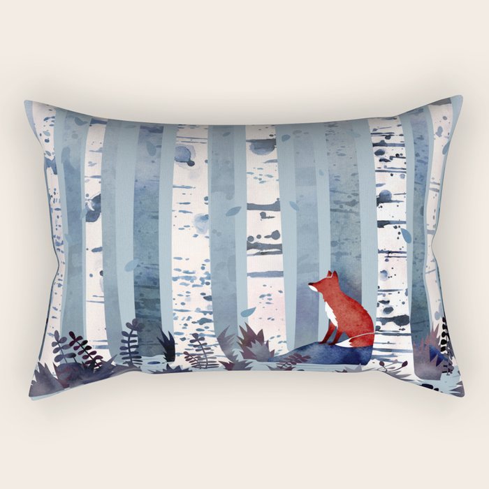 The Birches (in Blue) Rectangular Pillow Gallery Image 1