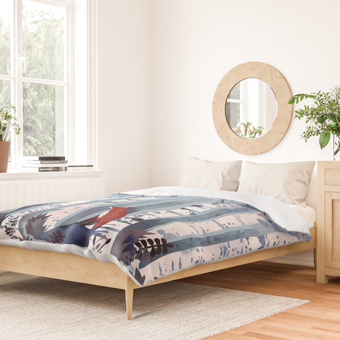 The Birches (in Blue) Duvet Cover Gallery Image 2