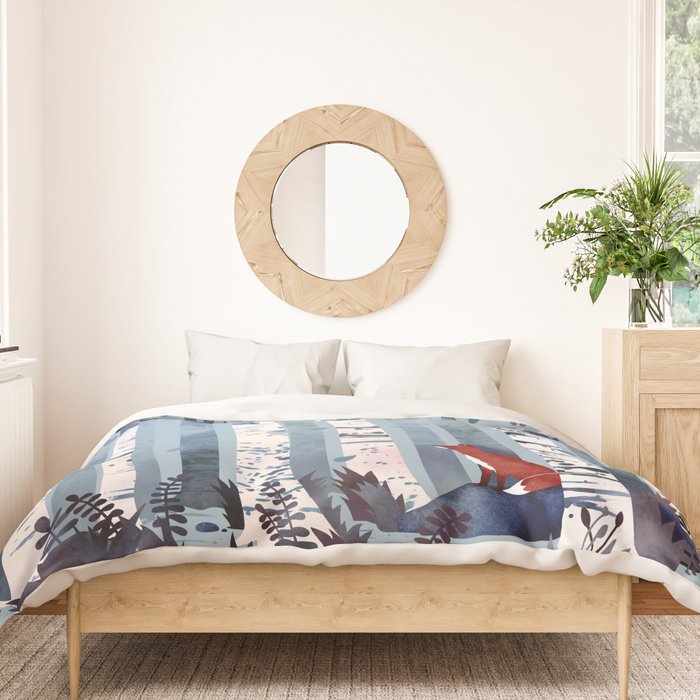 The Birches (in Blue) Duvet Cover Gallery Image 3
