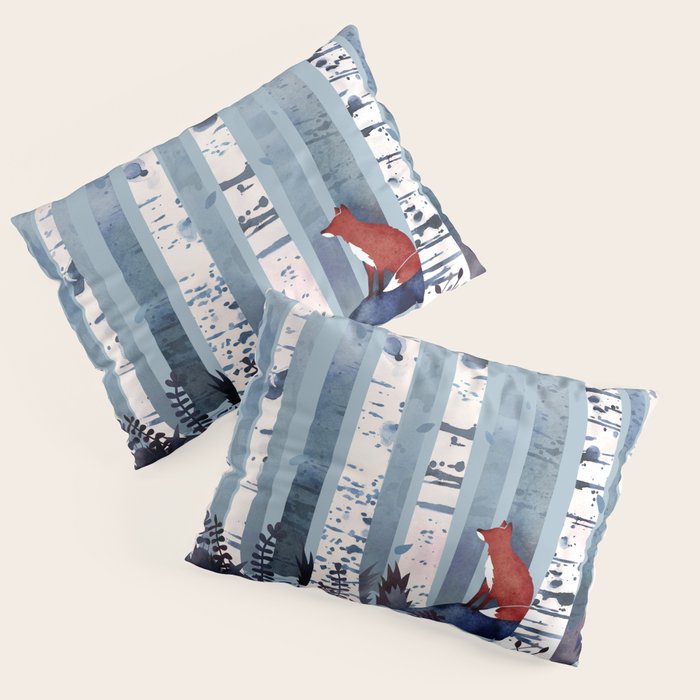 The Birches (in Blue) Pillow Sham Gallery Image 1