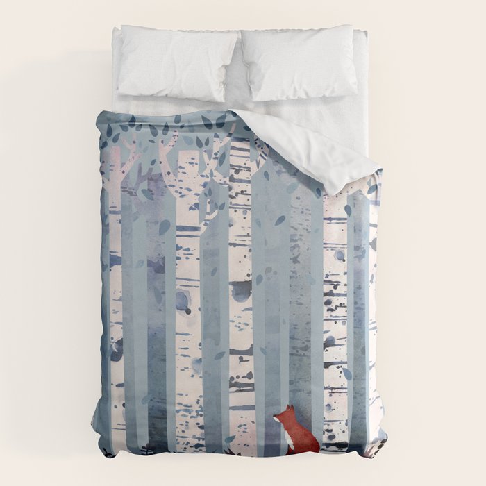 The Birches (in Blue) Duvet Cover Gallery Image 6
