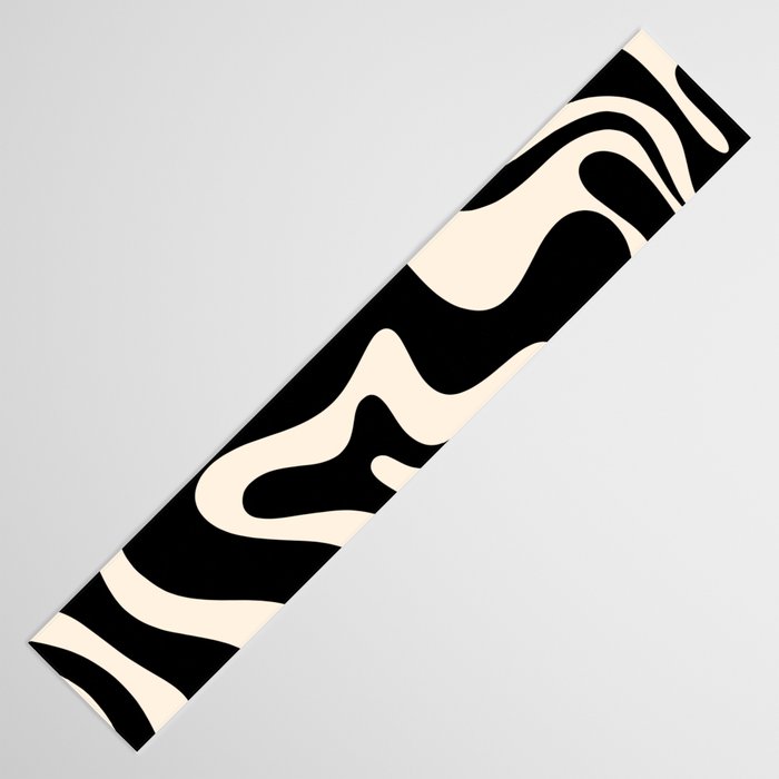 Retro Liquid Swirl Abstract in Black and Almond Cream 2 Table Runner Gallery Image 3