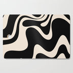 Retro Liquid Swirl Abstract in Black and Almond Cream 2 Cutting Board Gallery Image 1