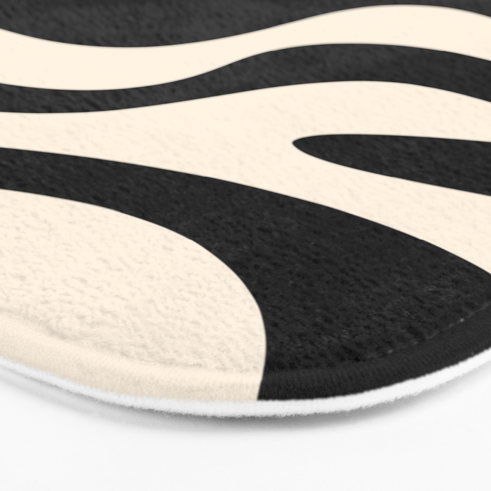 Retro Liquid Swirl Abstract in Black and Almond Cream 2 Bath Mat Gallery Image 3