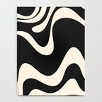 Retro Liquid Swirl Abstract in Black and Almond Cream 2 Notebook Gallery Image 4