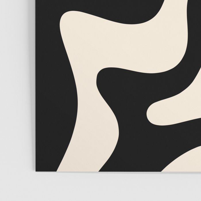 Retro Liquid Swirl Abstract in Black and Almond Cream 2 Poster Gallery Image 3
