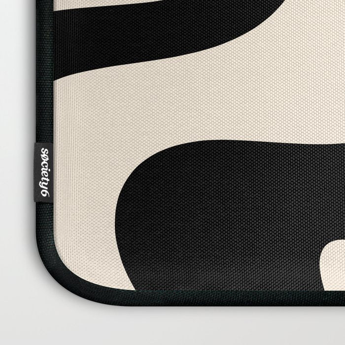 Retro Liquid Swirl Abstract in Black and Almond Cream 2 Laptop Sleeve Gallery Image 3