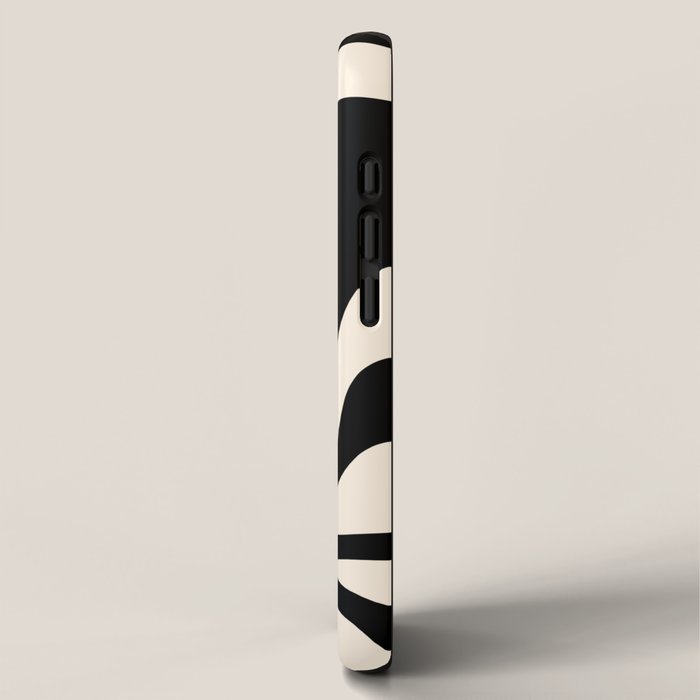 Retro Liquid Swirl Abstract in Black and Almond Cream 2 iPhone Case Gallery Image 2