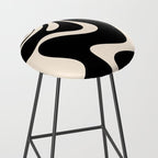 Retro Liquid Swirl Abstract in Black and Almond Cream 2 Stool Gallery Image 2