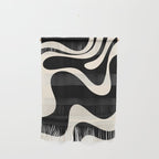 Retro Liquid Swirl Abstract in Black and Almond Cream 2 Wall Hanging Gallery Image 1