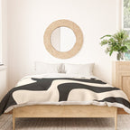 Retro Liquid Swirl Abstract in Black and Almond Cream 2 Duvet Cover Gallery Image 3