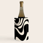 Retro Liquid Swirl Abstract in Black and Almond Cream 2 Wine Chiller Gallery Image 3