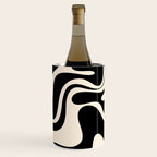 Retro Liquid Swirl Abstract in Black and Almond Cream 2 Wine Chiller Gallery Image 1