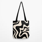 Retro Liquid Swirl Abstract in Black and Almond Cream 2 Tote Bag Gallery Image 2